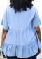 Plus Size Button Up Ruffle Tiered Solid Color Blouse