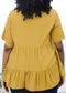 Plus Size Button Up Ruffle Tiered Solid Color Blouse