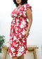 Plus Size Tropical Floral Print Maxi Wrap Dress with Ruffle Sleeves