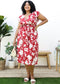 Plus Size Tropical Floral Print Maxi Wrap Dress with Ruffle Sleeves