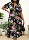 Plus Size Tropical Floral Tie Waist Flowy Maxi Dress