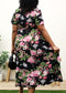 Plus Size Tropical Floral Tie Waist Flowy Maxi Dress