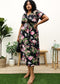 Plus Size Tropical Floral Tie Waist Flowy Maxi Dress