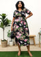 Plus Size Tropical Floral Tie Waist Flowy Maxi Dress