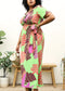 Plus Size Tropical Floral Tie Waist Flowy Maxi Dress