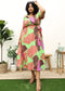 Plus Size Tropical Floral Tie Waist Flowy Maxi Dress