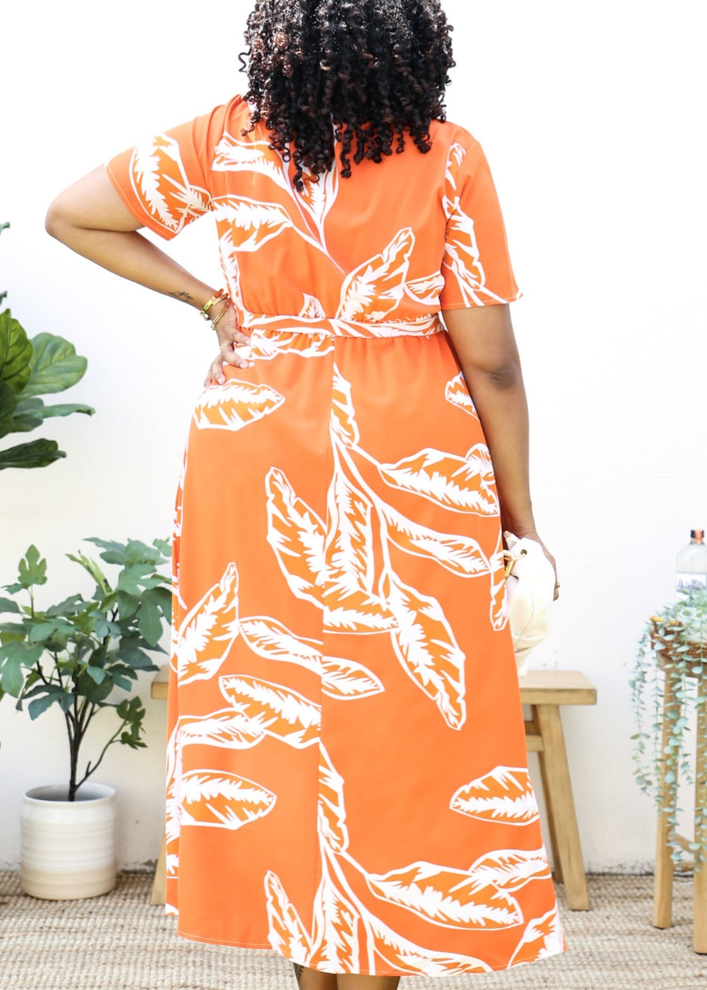 Plus Size Tropical Floral Tie Waist Flowy Maxi Dress