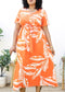 Plus Size Tropical Floral Tie Waist Flowy Maxi Dress