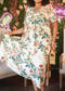 Plus Size Tropical Floral Tie Waist Flowy Maxi Dress