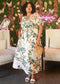 Plus Size Tropical Floral Tie Waist Flowy Maxi Dress