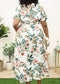 Plus Size Tropical Floral Tie Waist Flowy Maxi Dress