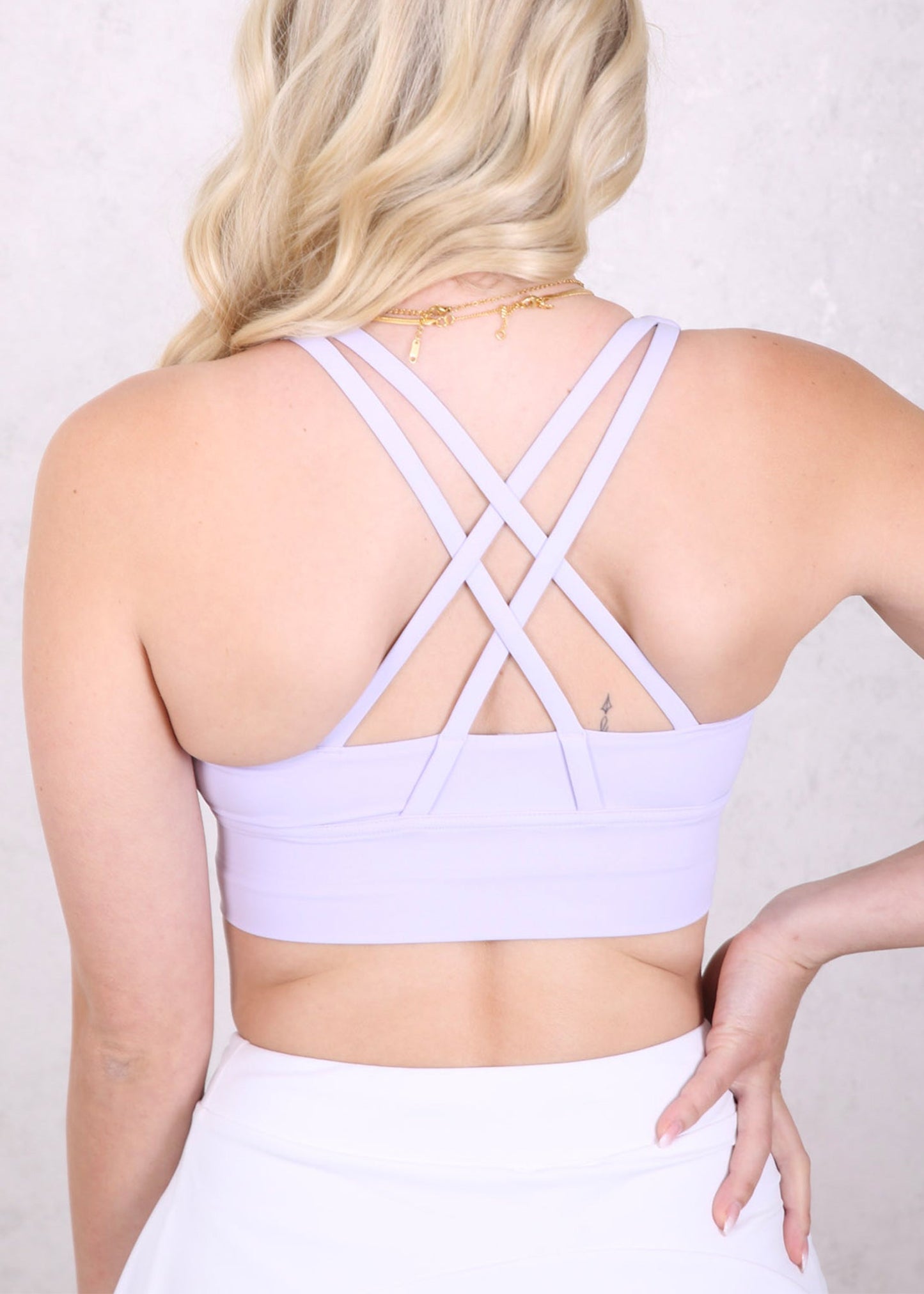 Solid Double Cross Back Sports Bra