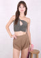 Asymmetrical Hem Sports Shorts