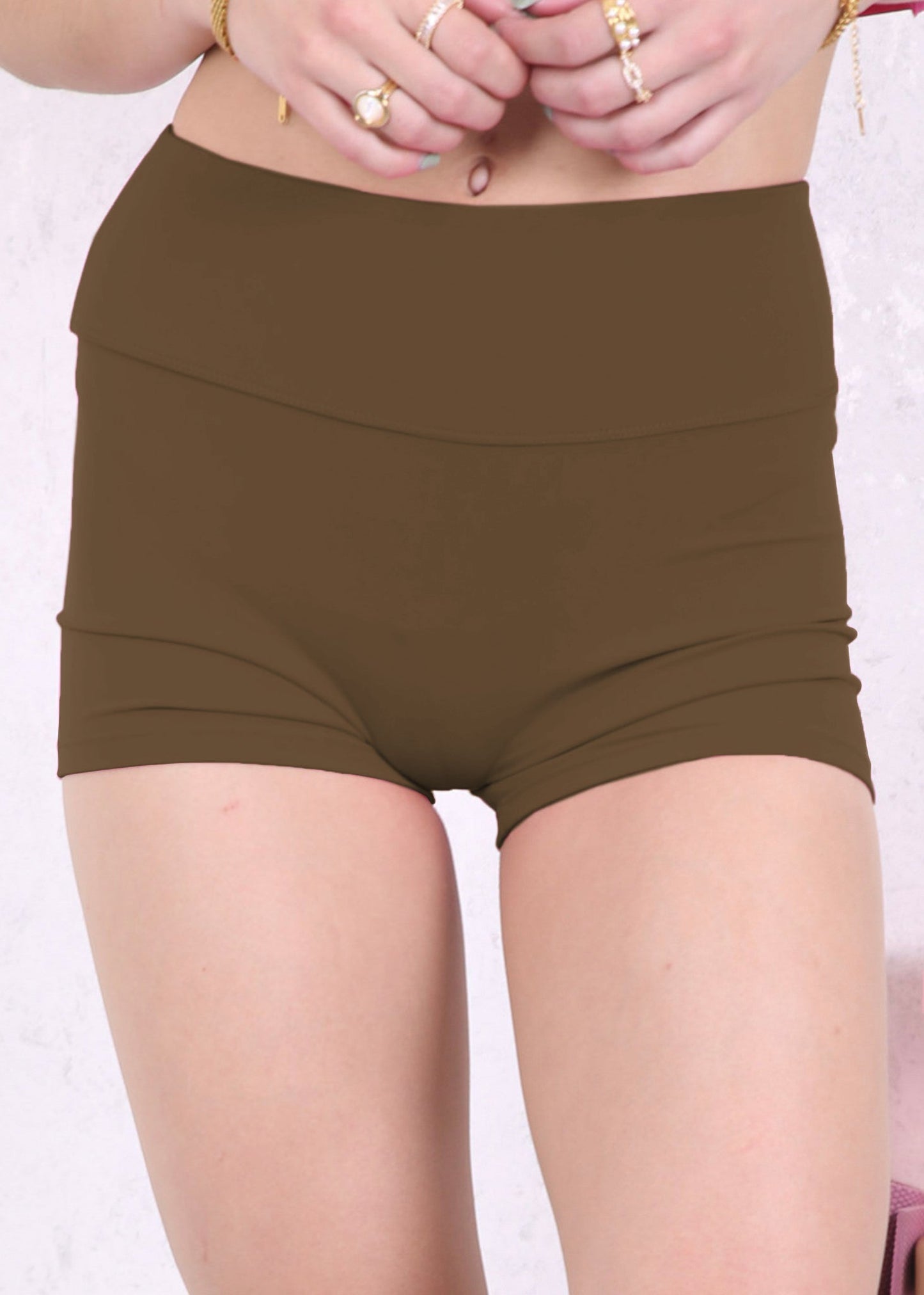 Solid Color High Waist Sports Shorts