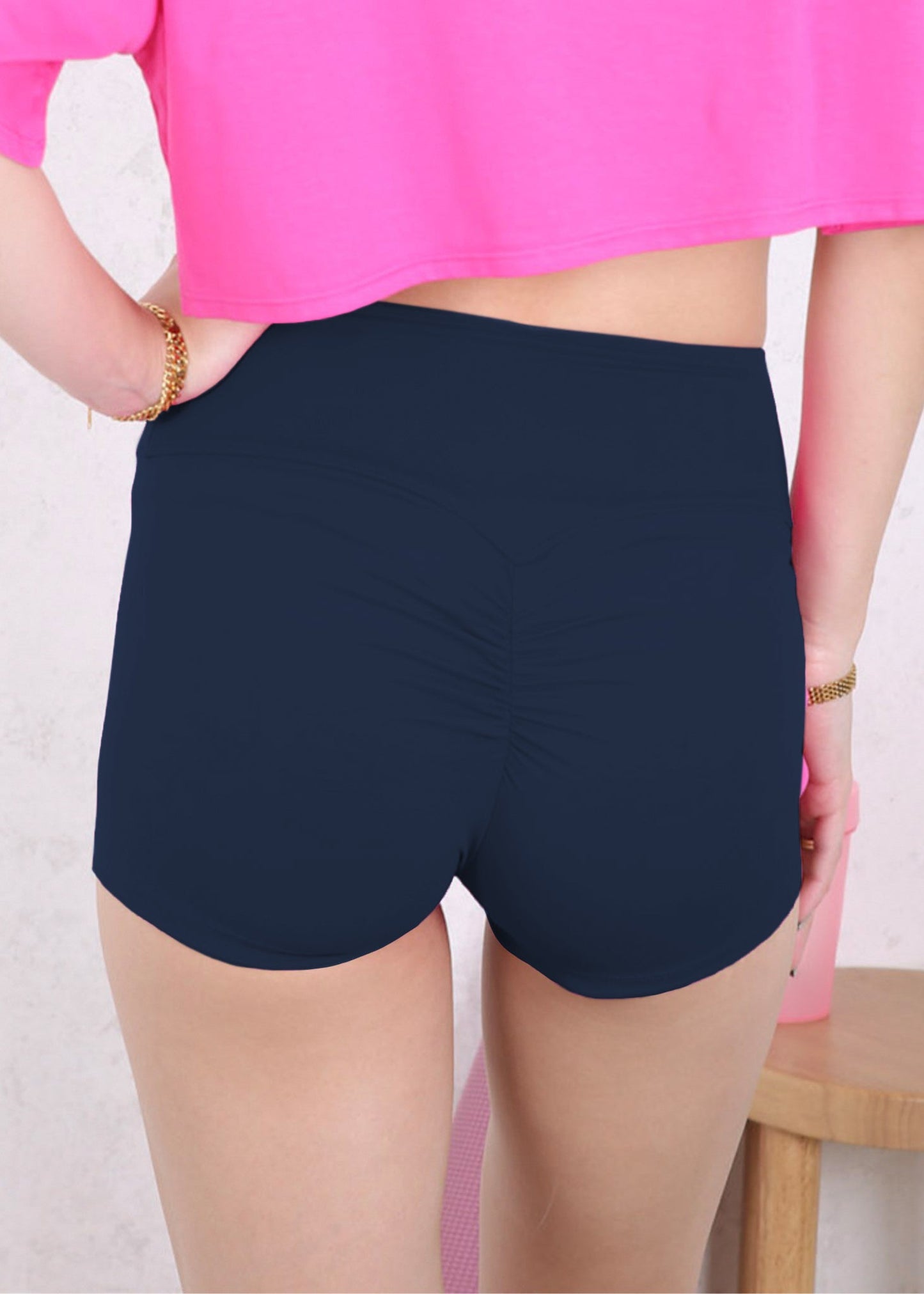 Solid Color High Waist Sports Shorts