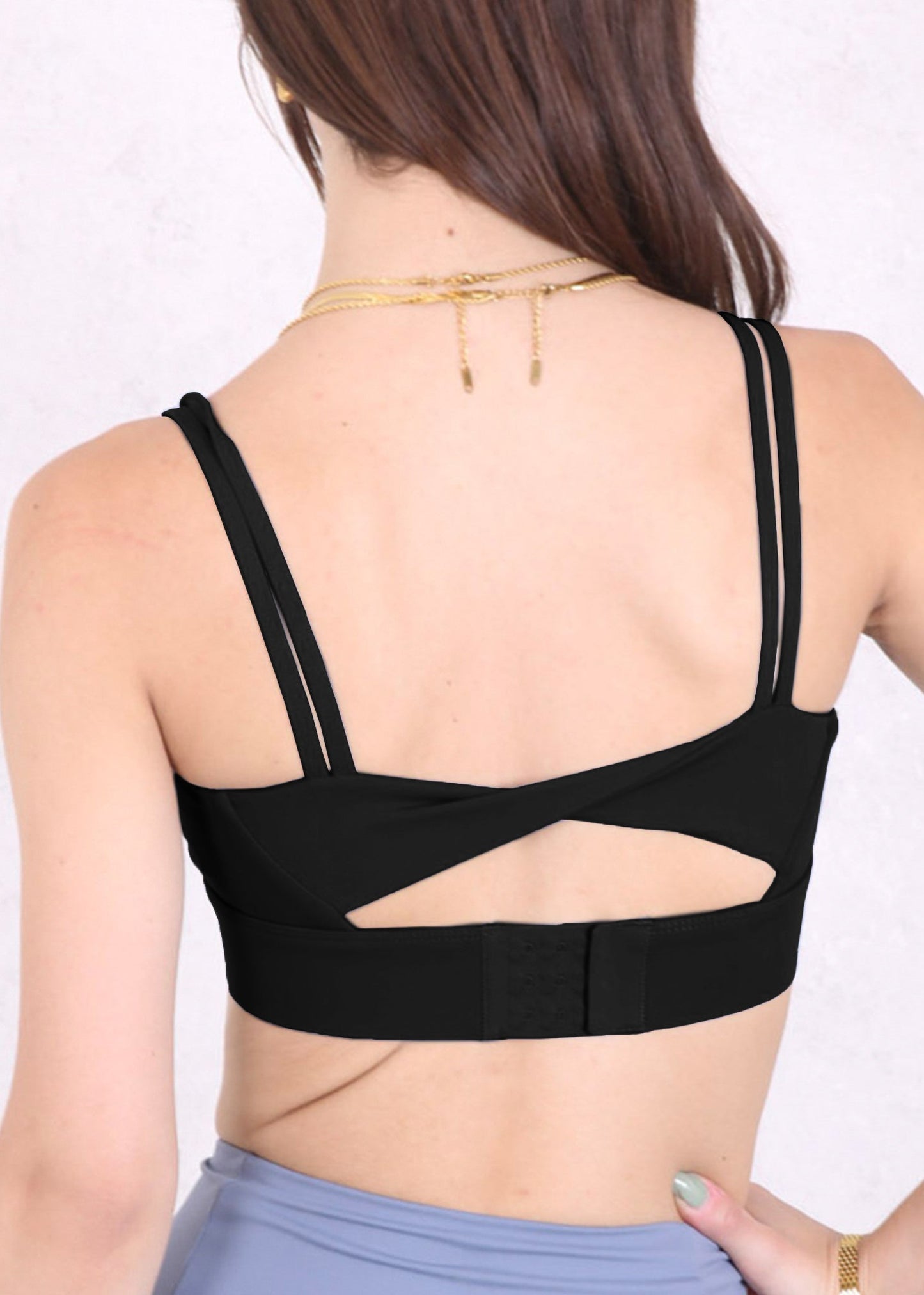 Double Strap Twist Back Sports Bra