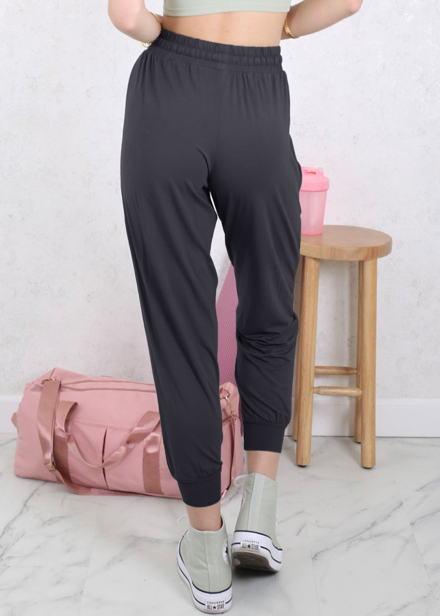 Drawstring Waist Pleated Detail Jogger