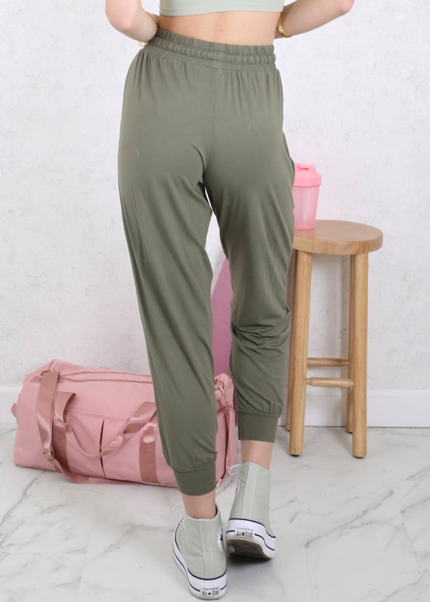 Drawstring Waist Pleated Detail Jogger