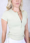 Zip-Up Side Ruched Tee