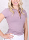 Zip-Up Side Ruched Tee