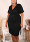 Plus Size Ruched Wrap Dress, Black