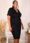 Plus Size Ruched Wrap Dress, Black