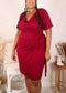 Plus Size Ruched Wrap Dress, Burgundy