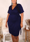 Plus Size Ruched Wrap Dress, Navy