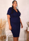 Plus Size Ruched Wrap Dress, Navy
