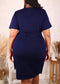 Plus Size Ruched Wrap Dress, Navy