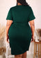 Plus Size Ruched Wrap Dress, Olive Green