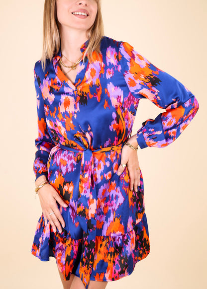 V Neck Abstract Print Dress