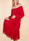 Square Neck Bishop Sleeve Midi Dress