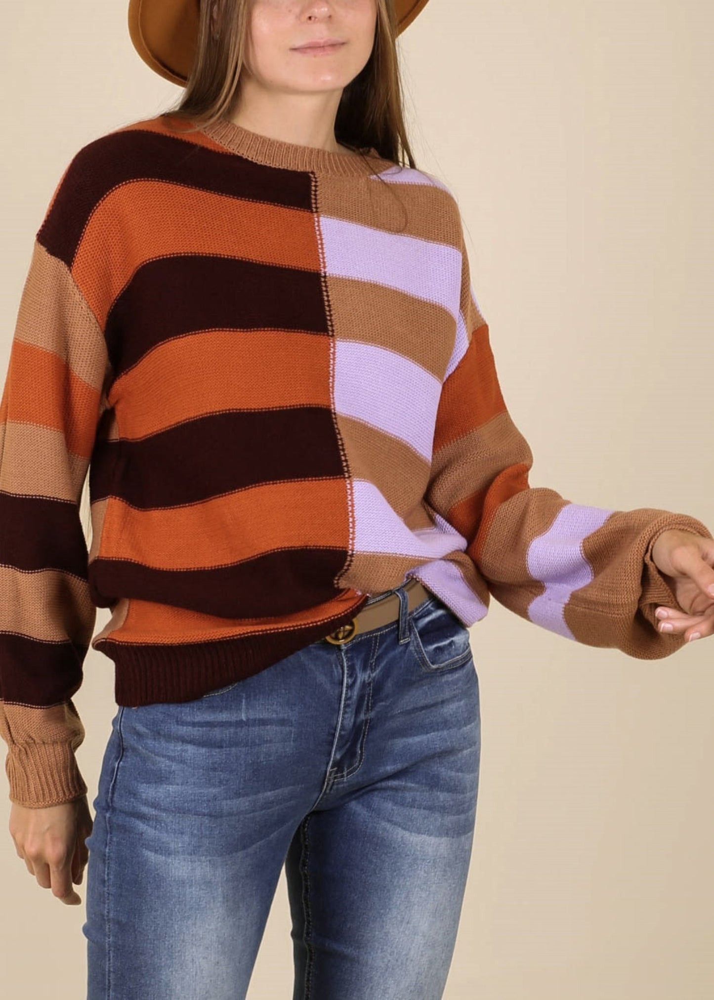 Color Block Drop Shoulder Sweater