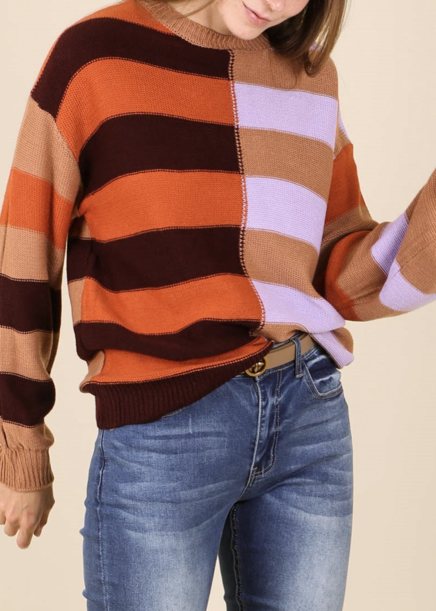 Color Block Drop Shoulder Sweater