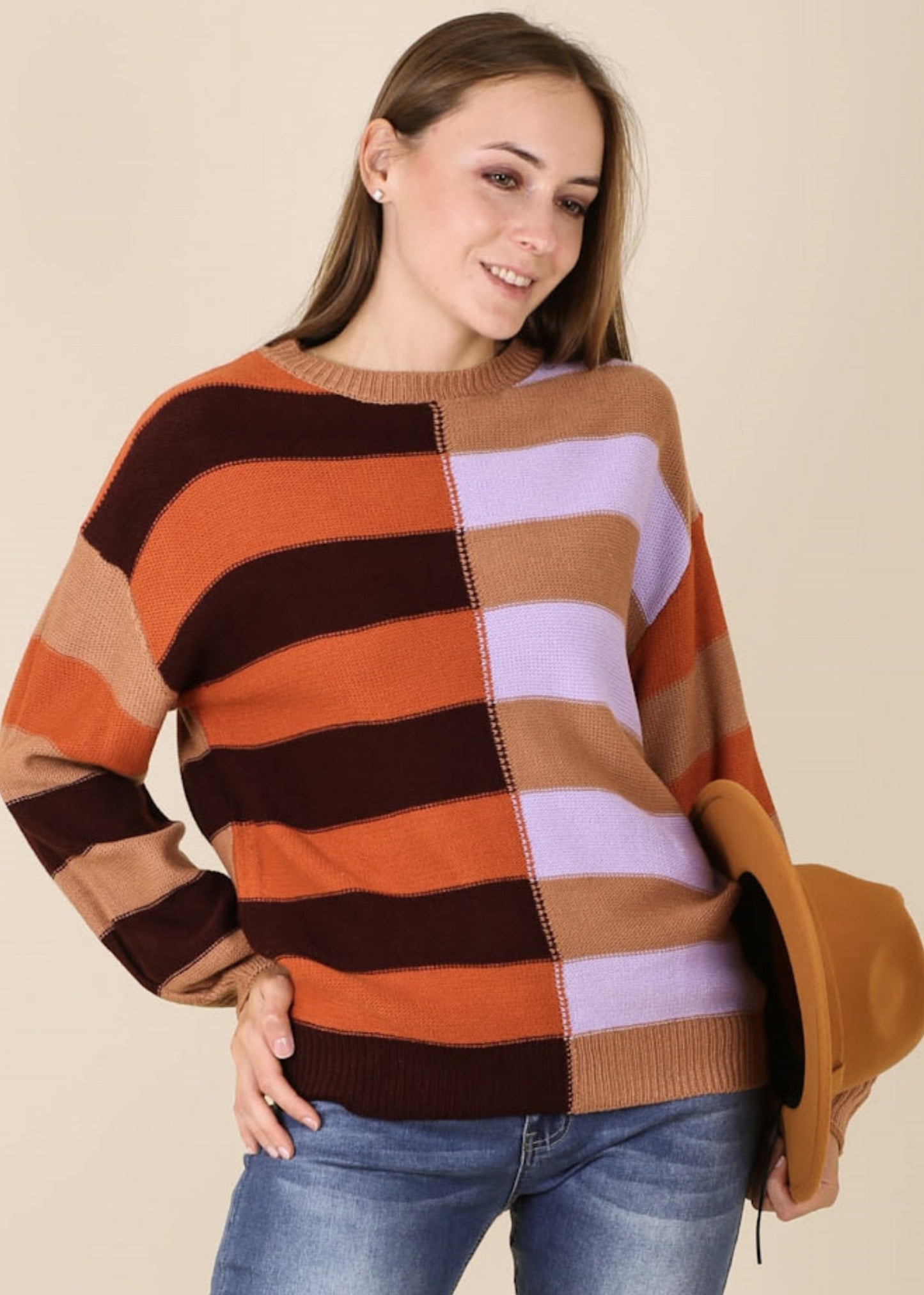 Color Block Drop Shoulder Sweater