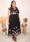 White Petals Floral Maxi Dress, Black