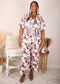 Plus Size Floral Print Jumpsuit, White