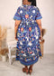 Plus Size Floral Print Maxi Dress, Blue