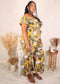 Plus Size Tropical Floral Jumpsuit, Yellow