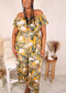 Plus Size Tropical Floral Jumpsuit, Yellow