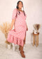 Plus Size Polka Dot Slit Dress, Pink