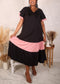 Plus Size Two Tone Tiered Sleeve Dress, Black