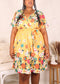 Plus Size Surplice Neck Floral Dress, Yellow