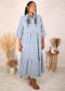 Plus Size Stand Collar Striped Dress, Blue