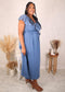 Plus Size Ruffle Swiss Dot Surplice Dress, Blue