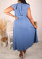 Plus Size Ruffle Swiss Dot Surplice Dress, Blue