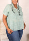 Plus Size Textured Lace Blouse, Green