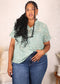 Plus Size Textured Lace Blouse, Green