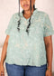 Plus Size Textured Lace Blouse, Green